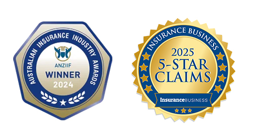 Australian Insurance Industry Awards ‘ANZIIF Winner 2024’ badge and 'Insurance Business 5-Star Diversity, Equity and Inclusion' 2025 badge